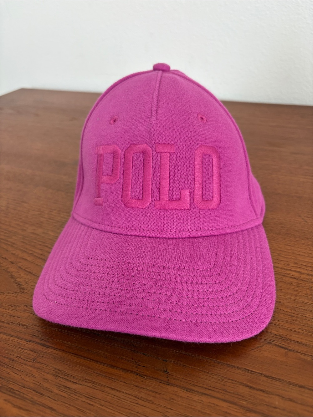 Polo Ralph Lauren Logo Fleece Ball Cap Hat vivid pink fuchsia